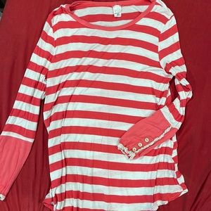 Long sleeve pink and white stripped Shirt